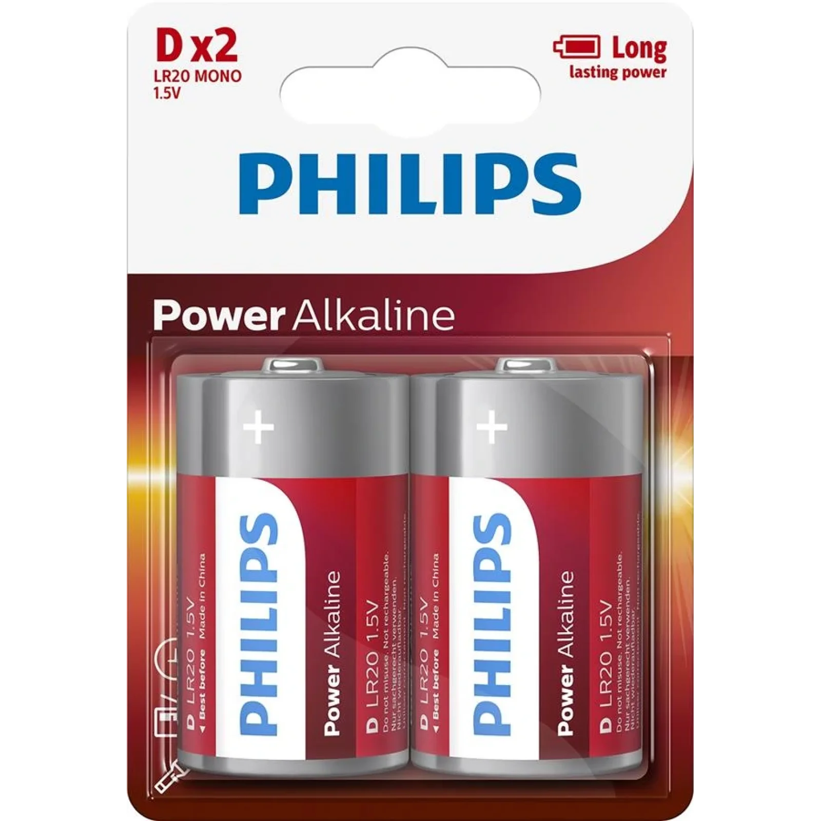 Батарейка Philips Power Alkaline D BLI 2 UA